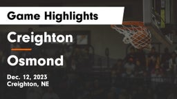 Creighton  vs Osmond  Game Highlights - Dec. 12, 2023