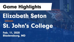 Elizabeth Seton  vs St. John's College  Game Highlights - Feb. 11, 2020