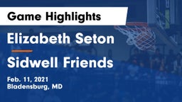 Elizabeth Seton  vs Sidwell Friends  Game Highlights - Feb. 11, 2021