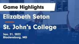Elizabeth Seton  vs St. John's College  Game Highlights - Jan. 21, 2022