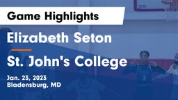 Elizabeth Seton  vs St. John's College  Game Highlights - Jan. 23, 2023