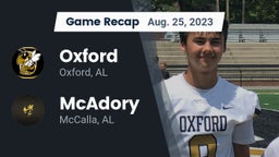 Recap: Oxford  vs. McAdory  2023