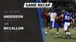 Recap: Anderson  vs. McCallum  2016