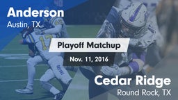 Matchup: Anderson  vs. Cedar Ridge  2016