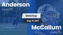 Matchup: Anderson  vs. McCallum  2017