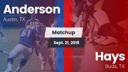 Matchup: Anderson  vs. Hays  2018