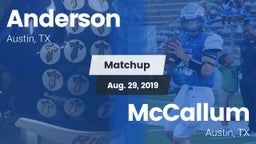 Matchup: Anderson  vs. McCallum  2019