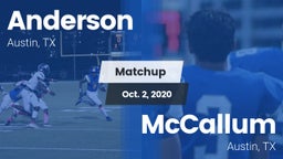 Matchup: Anderson  vs. McCallum  2020
