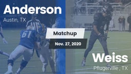 Matchup: Anderson  vs. Weiss  2020