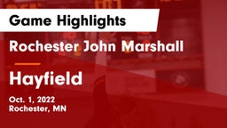 Rochester John Marshall  vs Hayfield  Game Highlights - Oct. 1, 2022