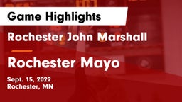 Rochester John Marshall  vs Rochester Mayo  Game Highlights - Sept. 15, 2022