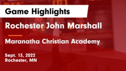 Rochester John Marshall  vs Maranatha Christian Academy Game Highlights - Sept. 13, 2022