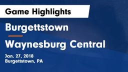 Burgettstown  vs Waynesburg Central  Game Highlights - Jan. 27, 2018