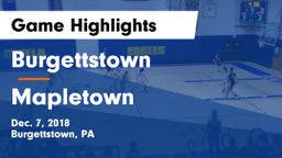 Burgettstown  vs Mapletown  Game Highlights - Dec. 7, 2018