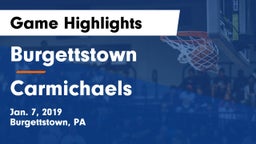 Burgettstown  vs Carmichaels Game Highlights - Jan. 7, 2019