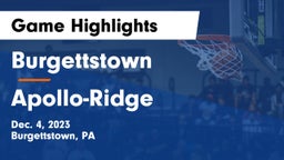 Burgettstown  vs Apollo-Ridge  Game Highlights - Dec. 4, 2023