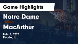 Notre Dame  vs MacArthur  Game Highlights - Feb. 1, 2020