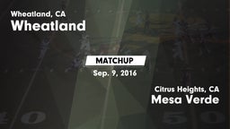 Matchup: Wheatland High vs. Mesa Verde  2016