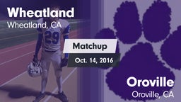 Matchup: Wheatland High vs. Oroville  2016