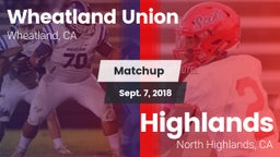 Matchup: Wheatland Union vs. Highlands  2018