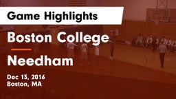 Boston College  vs Needham  Game Highlights - Dec 13, 2016