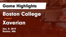 Boston College  vs Xaverian Game Highlights - Jan. 8, 2019