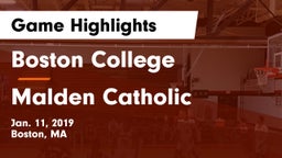 Boston College  vs Malden Catholic  Game Highlights - Jan. 11, 2019