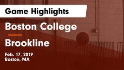 Boston College  vs Brookline  Game Highlights - Feb. 17, 2019