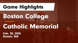 Boston College  vs Catholic Memorial  Game Highlights - Feb. 28, 2020