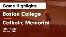 Boston College  vs Catholic Memorial  Game Highlights - Feb. 19, 2021