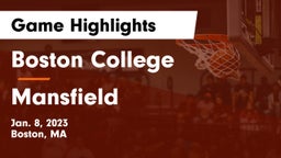 Boston College  vs Mansfield  Game Highlights - Jan. 8, 2023