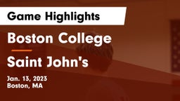 Boston College  vs Saint John's  Game Highlights - Jan. 13, 2023