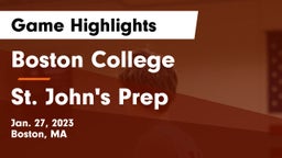 Boston College  vs St. John's Prep Game Highlights - Jan. 27, 2023