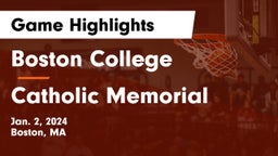 Boston College  vs Catholic Memorial  Game Highlights - Jan. 2, 2024