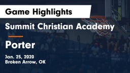 Summit Christian Academy  vs Porter  Game Highlights - Jan. 25, 2020