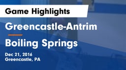 Greencastle-Antrim  vs Boiling Springs  Game Highlights - Dec 21, 2016