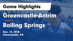 Greencastle-Antrim  vs Boiling Springs Game Highlights - Dec. 14, 2018