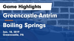 Greencastle-Antrim  vs Boiling Springs  Game Highlights - Jan. 18, 2019