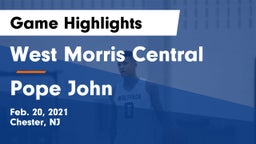 West Morris Central  vs Pope John Game Highlights - Feb. 20, 2021