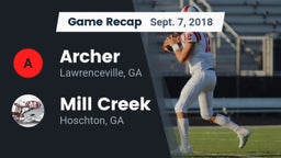 Recap: Archer  vs. Mill Creek  2018