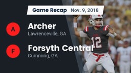 Recap: Archer  vs. Forsyth Central  2018