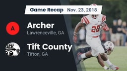 Recap: Archer  vs. Tift County  2018