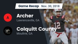 Recap: Archer  vs. Colquitt County  2018