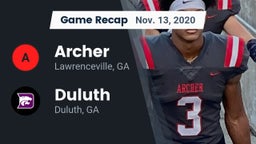 Recap: Archer  vs. Duluth  2020