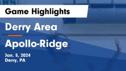 Derry Area vs Apollo-Ridge  Game Highlights - Jan. 5, 2024