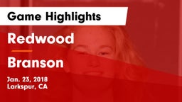 Redwood  vs Branson  Game Highlights - Jan. 23, 2018