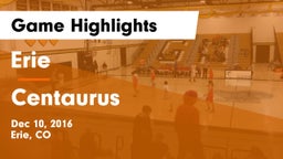 Erie  vs Centaurus Game Highlights - Dec 10, 2016