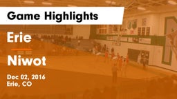 Erie  vs Niwot  Game Highlights - Dec 02, 2016