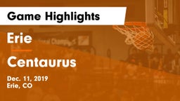 Erie  vs Centaurus  Game Highlights - Dec. 11, 2019