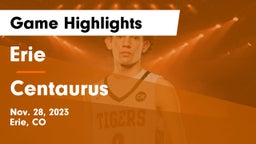 Erie  vs Centaurus  Game Highlights - Nov. 28, 2023